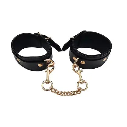 Rouge Leather Ankle Cuffs w/Gold Accent