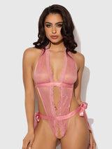 Kiki Lace & Satin Teddy - Dusty Rose