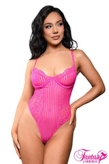 Fantasy Striped Teddy - Hot Pink
