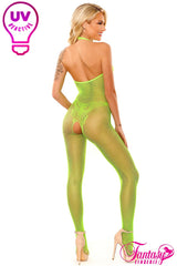 Moonbeam Crotchless Catsuit- Neon Green