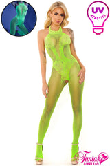 Moonbeam Crotchless Catsuit- Neon Green