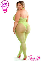 Moonbeam Crotchless Catsuit- Neon Green