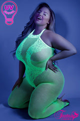 Moonbeam Crotchless Catsuit- Neon Green
