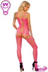 Hypnotic Criss-Cross Catsuit-Neon Pink