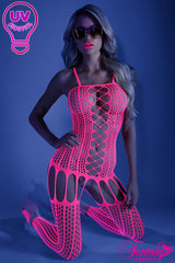 Hypnotic Criss-Cross Catsuit-Neon Pink