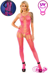 Hypnotic Criss-Cross Catsuit-Neon Pink