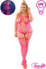 Hypnotic Criss-Cross Catsuit-Neon Pink