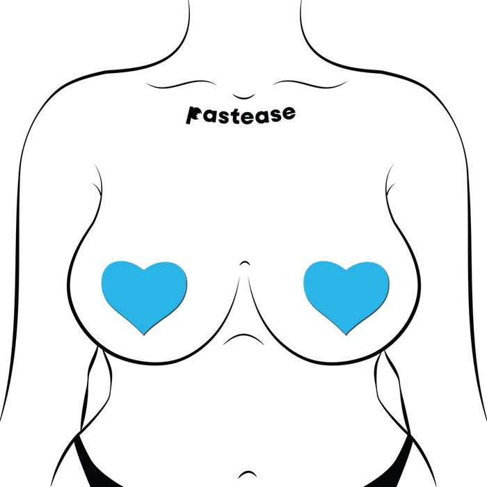 Pasties: Love Glow in the Dark Neon Heart-Turquoise