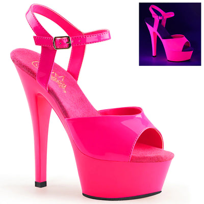 Shoes: 6"Ankle Strap UV Reactive Pink Size 10
