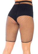 Plus Troublemaker Fishnet Biker Shorts- Black