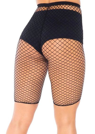 Troublemaker Fishnet Biker Shorts- One Size Black