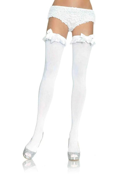 Devi Stockings with Ruffle Bow- One Size White