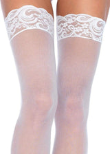 Plus Alix Thigh High Stockings-White