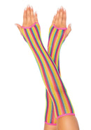 Rainbow Net Fingerless Arm Warmer Gloves- One Size