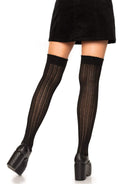 Angie Rib Knit Knee Socks- One Size Black