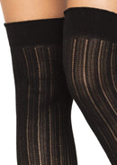 Angie Rib Knit Knee Socks- One Size Black