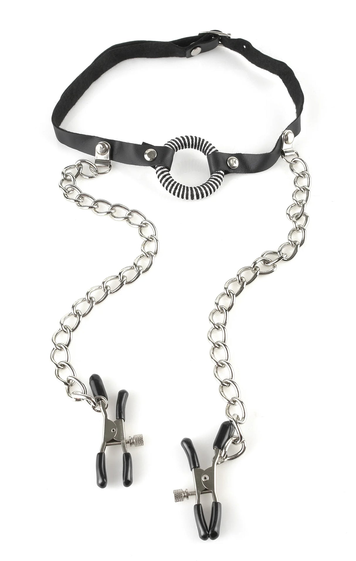 Fetish Fantasy O-Ring Gag with Nipple Clamps