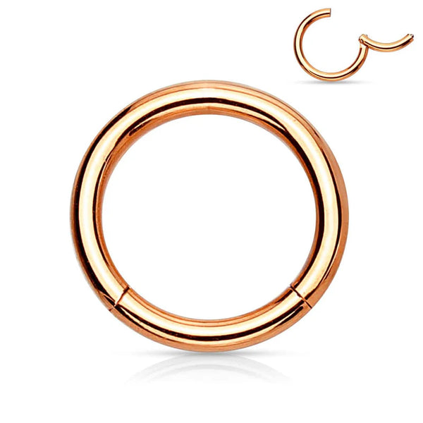 Earring: Surgical Steel Hinge Click- Rose Gold