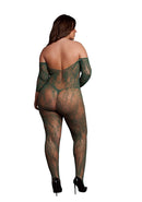 Catsuit: Lace Long Sleeve Queen Size Green