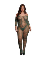 Catsuit: Lace Long Sleeve Queen Size Green