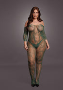 Catsuit: Lace Long Sleeve Queen Size Green