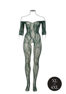 Catsuit: Lace Long Sleeve Queen Size Green