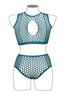 Duo Net Key-Hole Bra Set Queen Size Blue