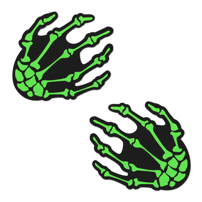 Pasties: Boney Skeleton Hands Green UV