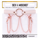 Sex & Mischief Peaches n Creame Collar with Nipple Clamps