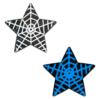 Pasties: Black Glitter Star Web