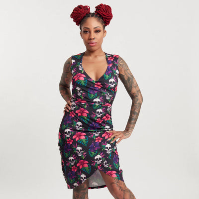 Sourpuss Tropical Skulls Dress Large