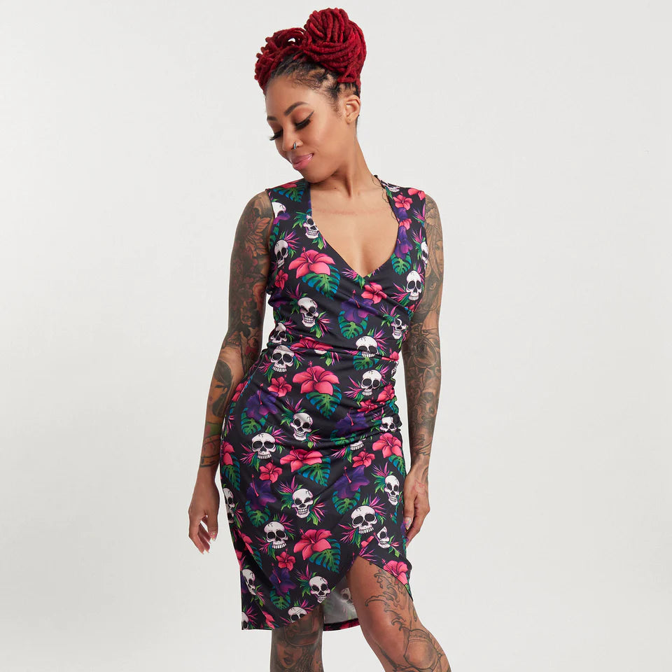 Sourpuss Tropical Skulls Dress Large