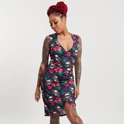 Sourpuss Tropical Skulls Dress Medium