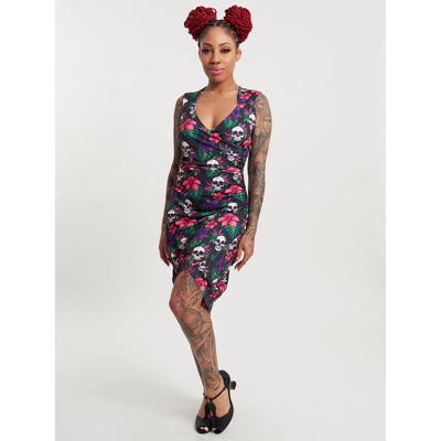 Sourpuss Tropical Skulls Dress Small