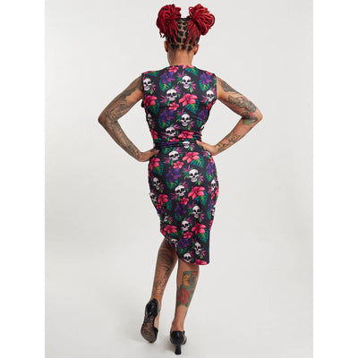 Sourpuss Tropical Skulls Dress Medium