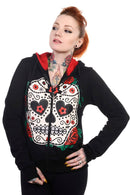 Sugar Skull Red Rose Hoodie-Large