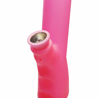 Bong:9" Silicone with Grip Glow in the Dark Pink