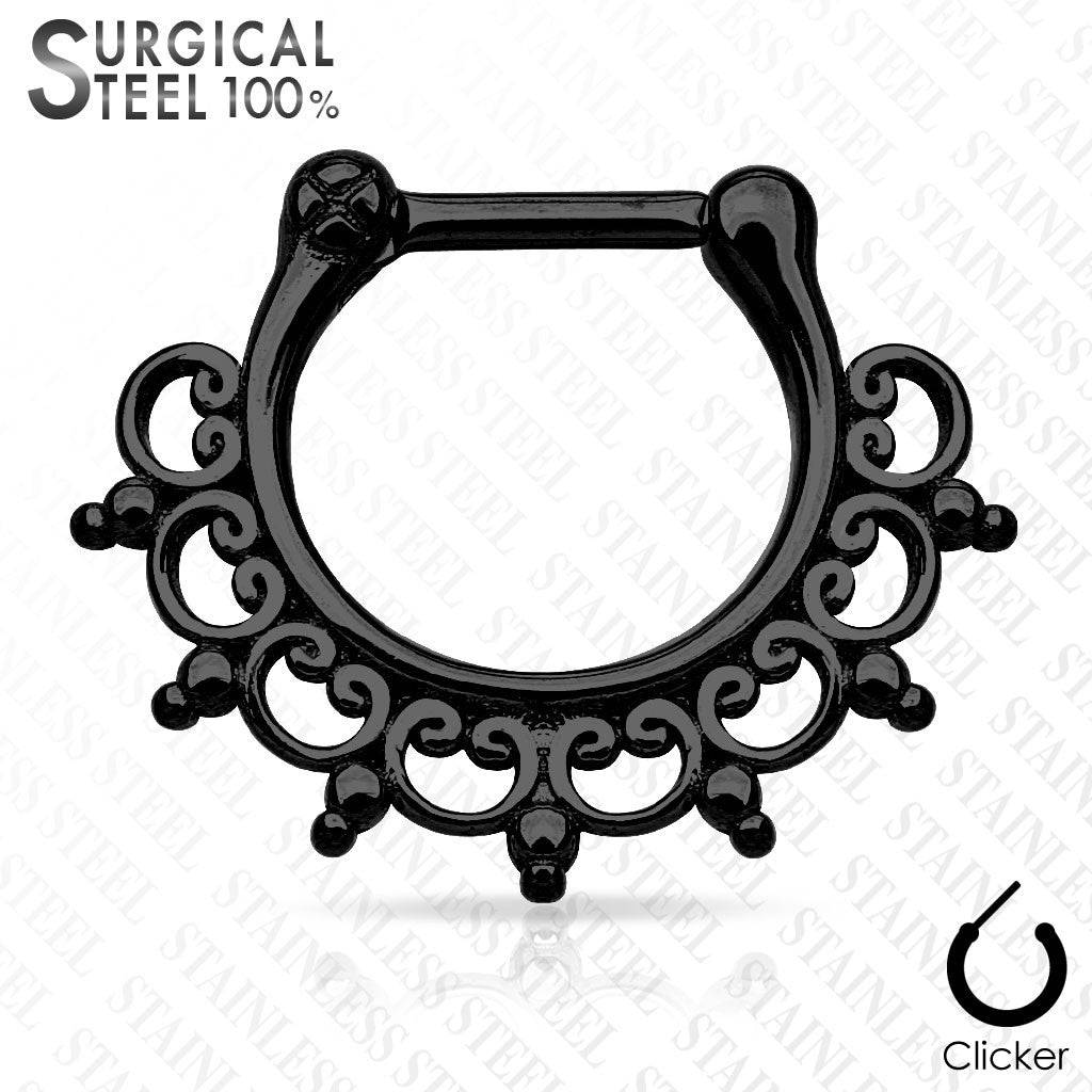 Septum: Surgical Steel Tribal Fan-Black
