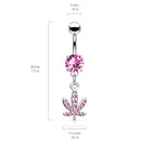 Belly Ring: Surgical Steel Weed Leaf-White 14ga