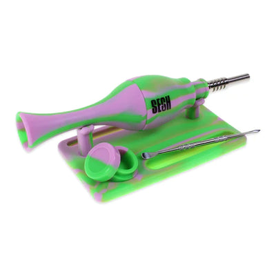 Pipe: Deluxe Silicone Nectar Collector-Green/Purple