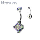 Belly Ring: Titanium Vitrail Square 14ga