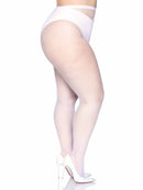 Risa Plus Nylon Fishnet Tights- Queen Size White