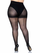 Cadi Plus Sheer Backseam Pantyhose- Black