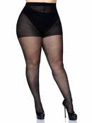 Cadi Plus Sheer Backseam Pantyhose- Black