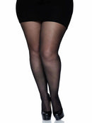 Cadi Plus Sheer Backseam Pantyhose- Black