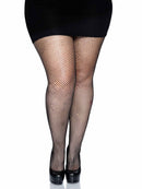 Callie Plus Backseam Fishnet Tights Black