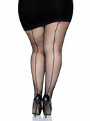 Callie Plus Backseam Fishnet Tights Black