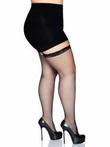 Gwen Plus Fishnet Thigh High Stockings Black