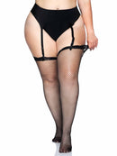 Gwen Plus Fishnet Thigh High Stockings Black