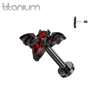 Labret: Titanium Black Bat Red CZ